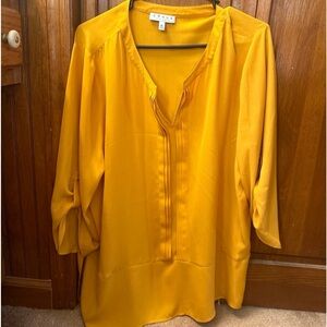 Chaus  New York size xl mustard colored, three-quarter inch sleeves blouse